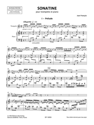 Sonatine pour trompette et piano - FRANÇAIX - Partition - Trompette